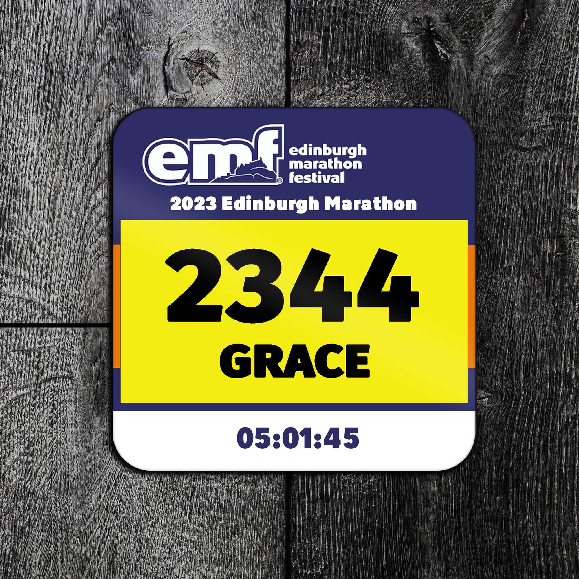 Edinburgh Marathon Race Bib Coaster 2023