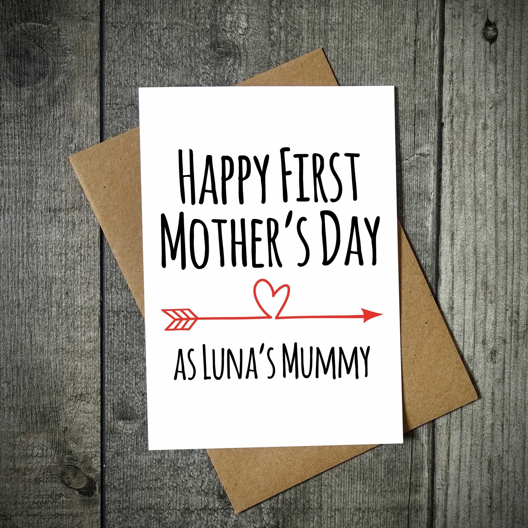 Personalised Happy First Mother's Day Heart & Arrow Card