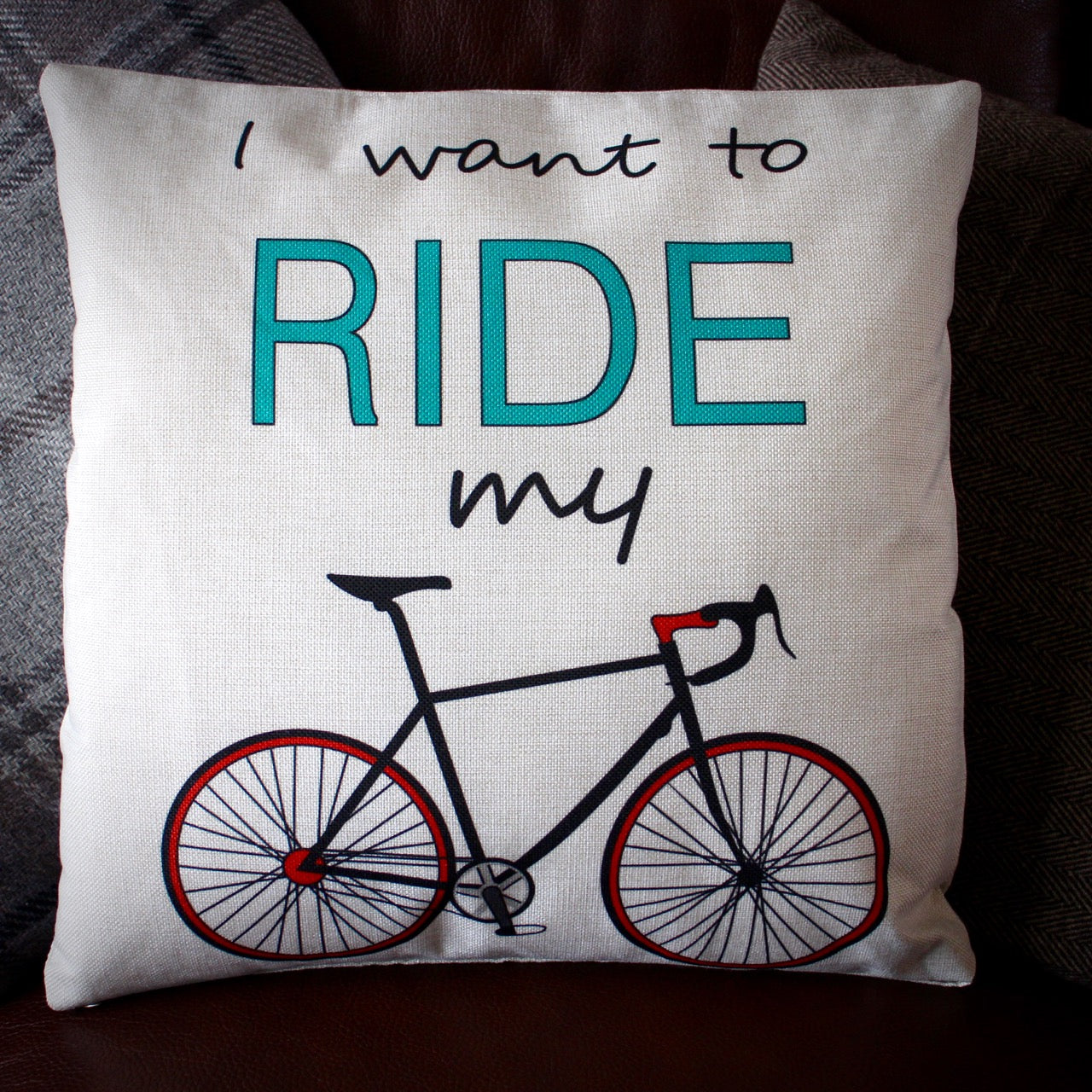 I Want To Ride My Bike Cushion Cover - Natural