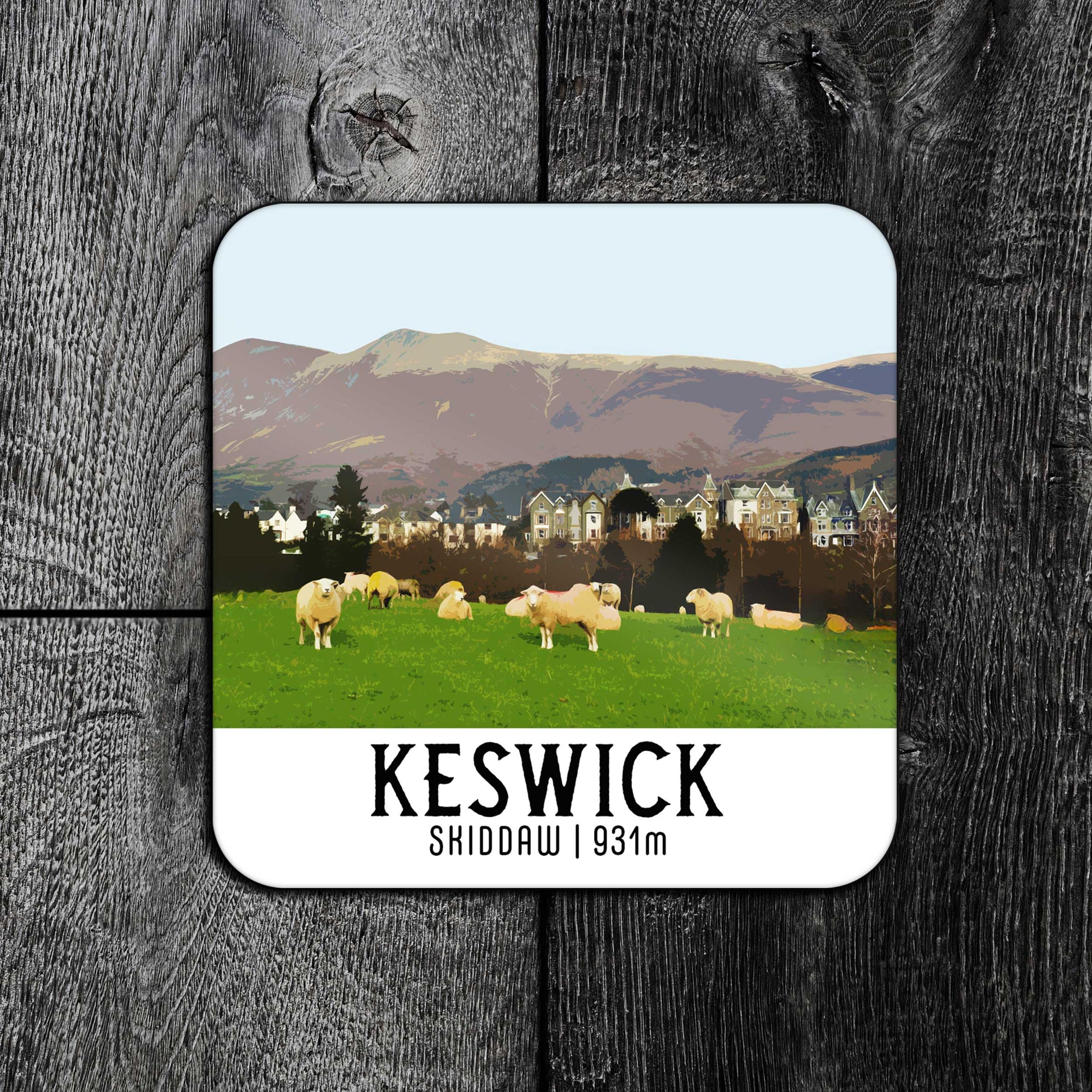 Keswick & Skiddaw Landscape Travel Poster Coaster