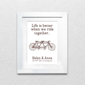 Captivating Tandem Bicycle Wedding Print - Celebrating Love and Cycling
