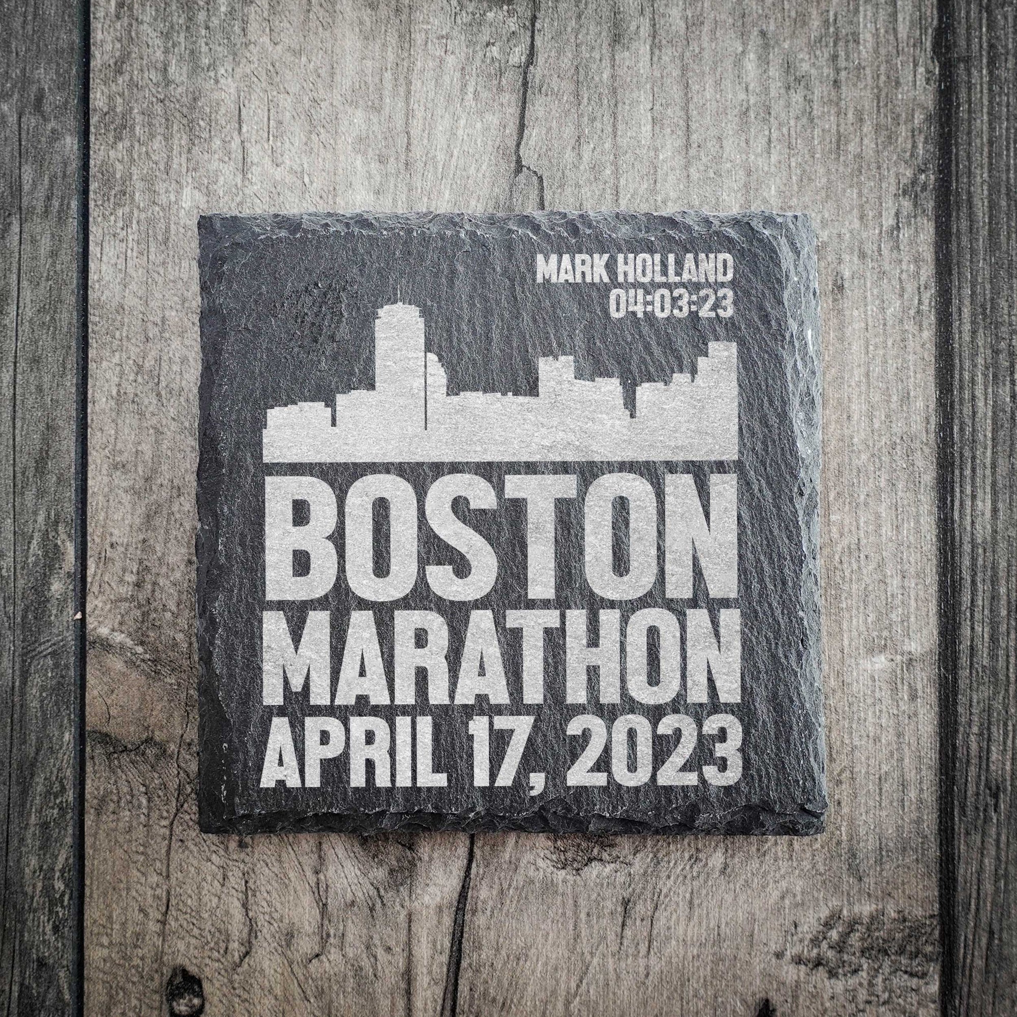 Personalised Boston Marathon Coaster - Skyline