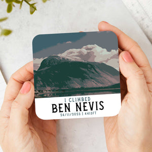 I Climbed Ben Nevis Personalised Summit Coaster | Travel Poster Style