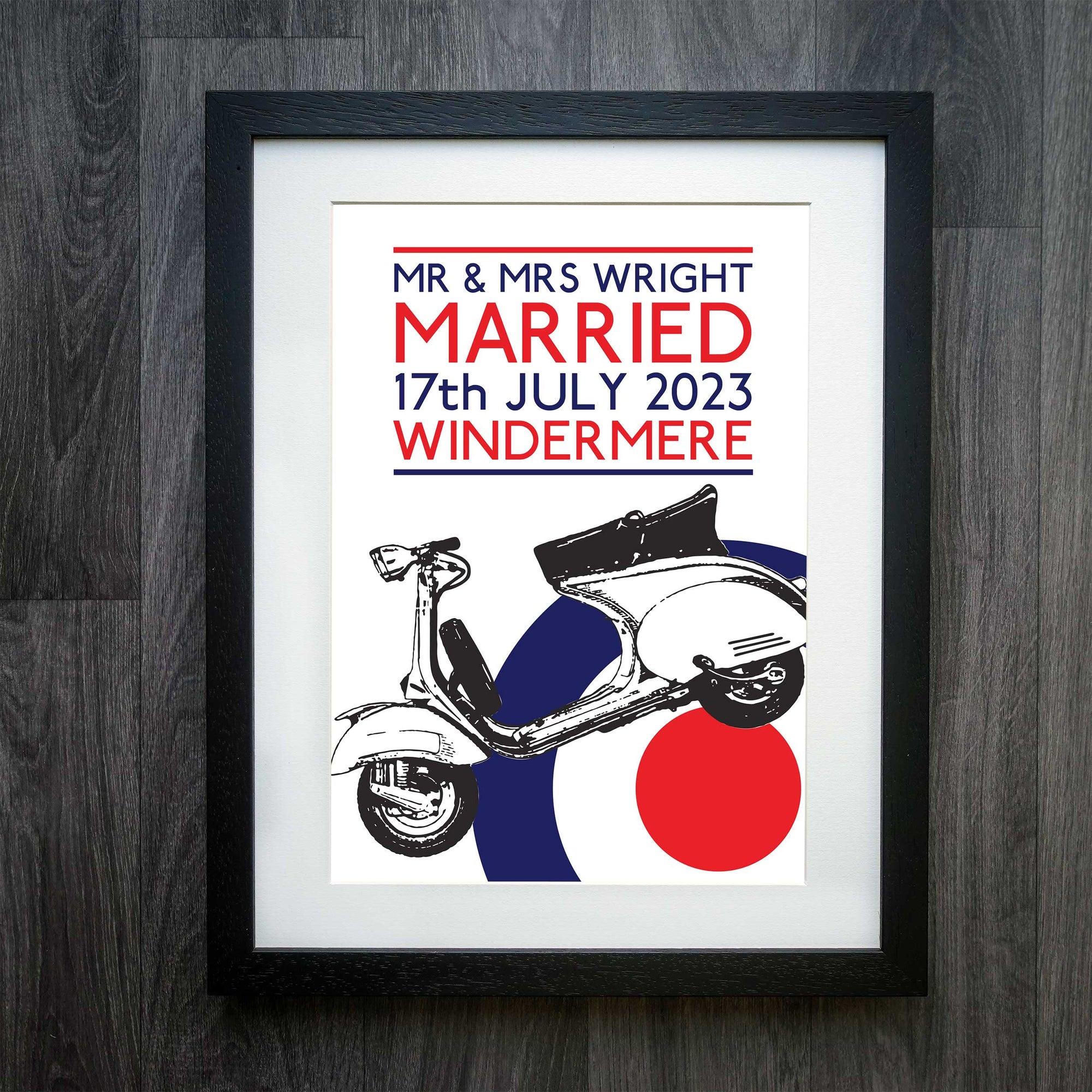 Mod Scooter Personalised Wedding Print