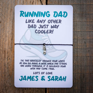 Running Dad Wish Bracelet & Personalised Postcard