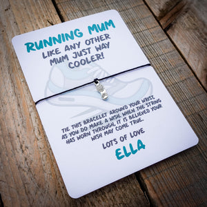 Running Mum Wish Bracelet & Personalised Postcard