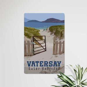 Personalised Vatersay Beach Gate Metal Sign: Capture the Essence of the Isle of Harris
