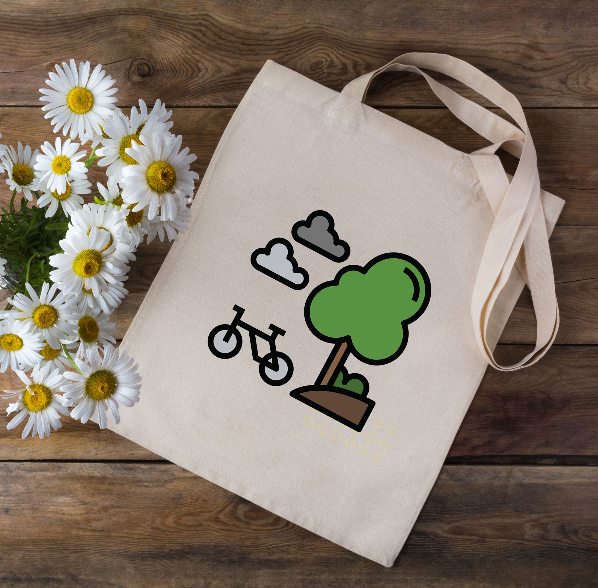 Cartoon Cycling Tote Bag