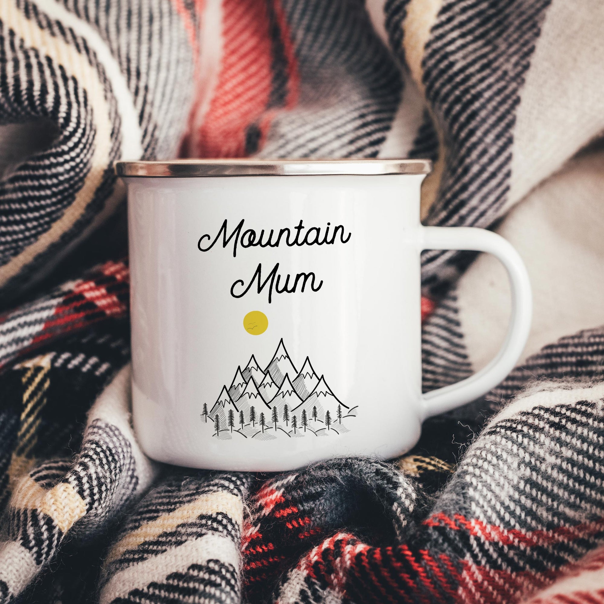 Mountain Mum Enamel Camper Mug