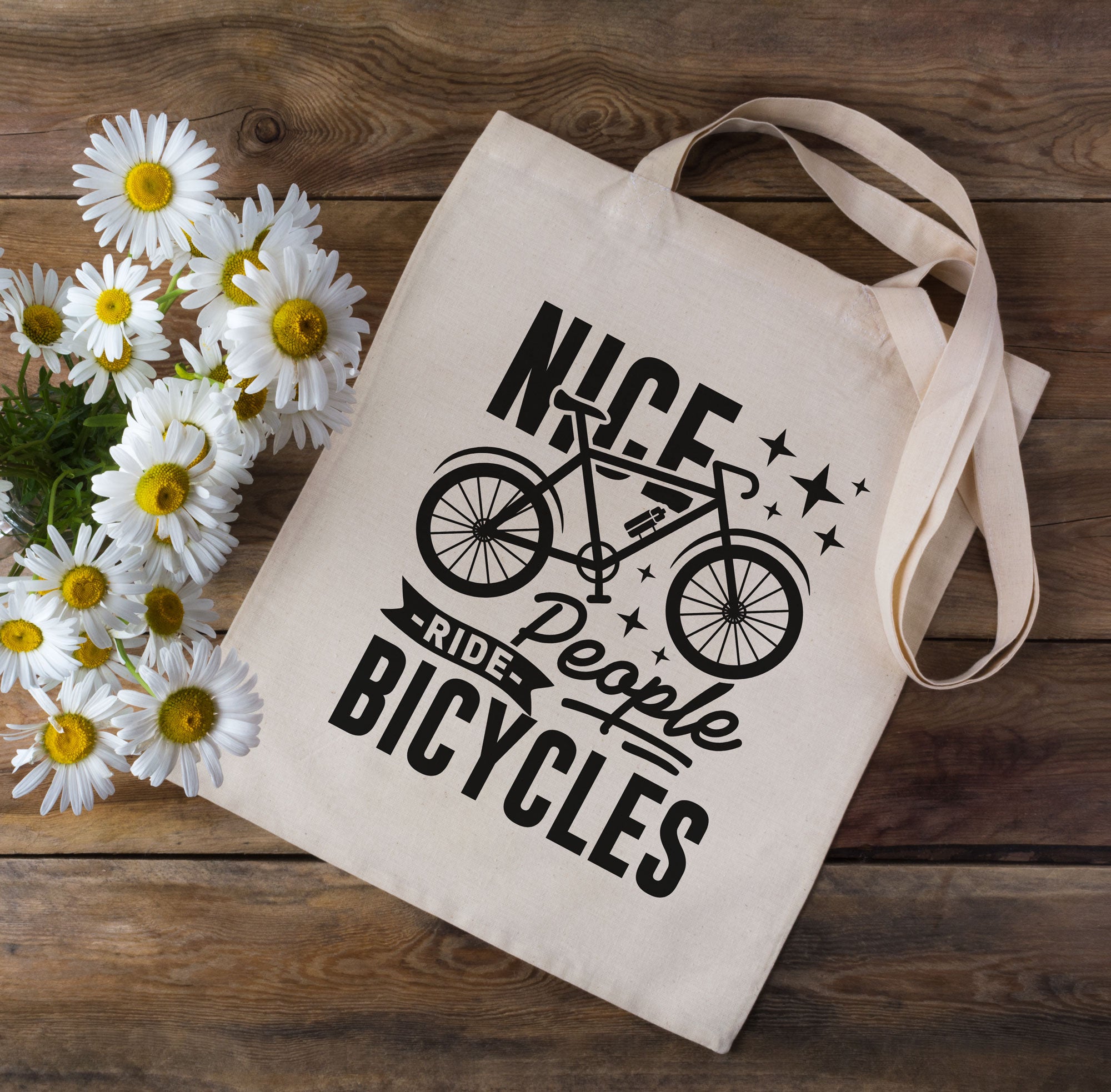 Nice People Ride Bikes Cycling Tote Bag