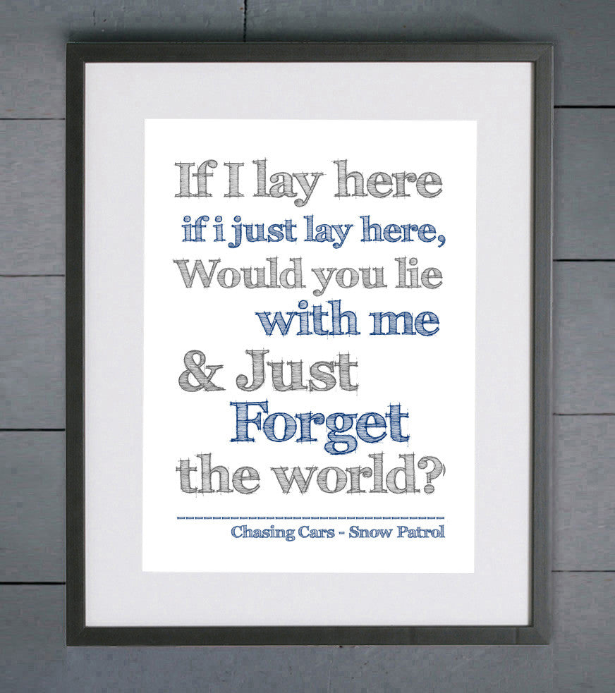 Snow Patrol Chasing Cars Lyrics Music Print