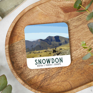 Snowdon Summit Coaster | Retro Travel Poster Style