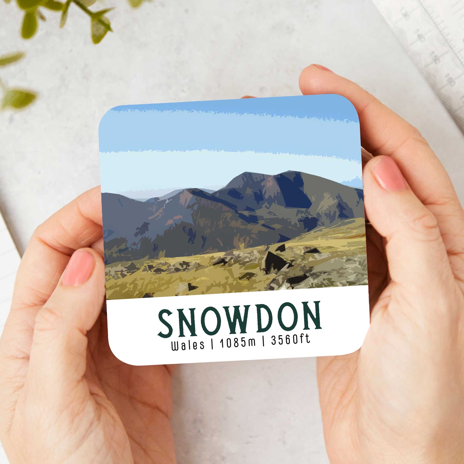 Snowdon Summit Coaster | Retro Travel Poster Style