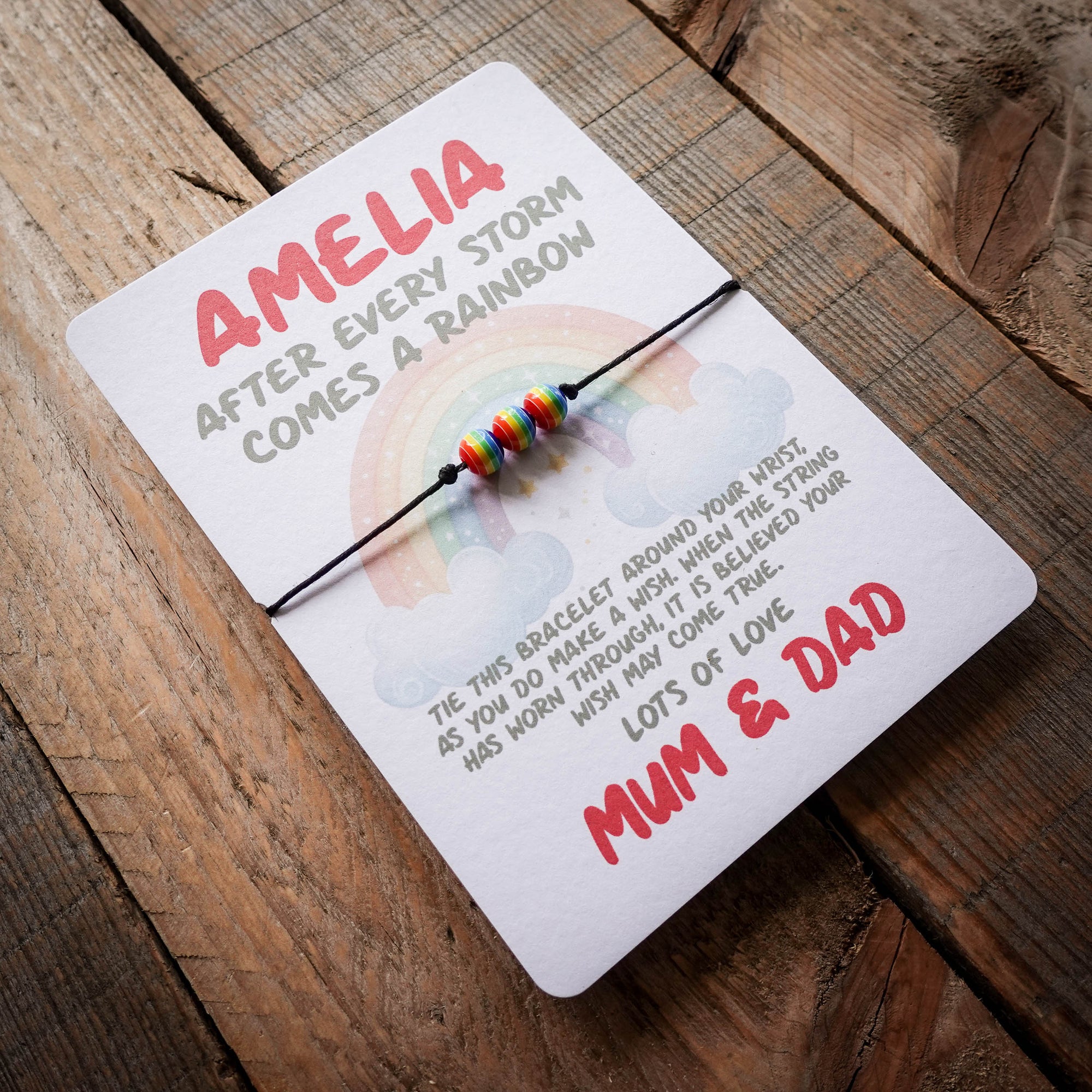 After Every Store Personalised Card and Wish Bracelet 