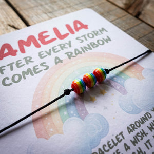 After Every Storm Comes A Rainbow Wish Bracelet & Personalised Postcard