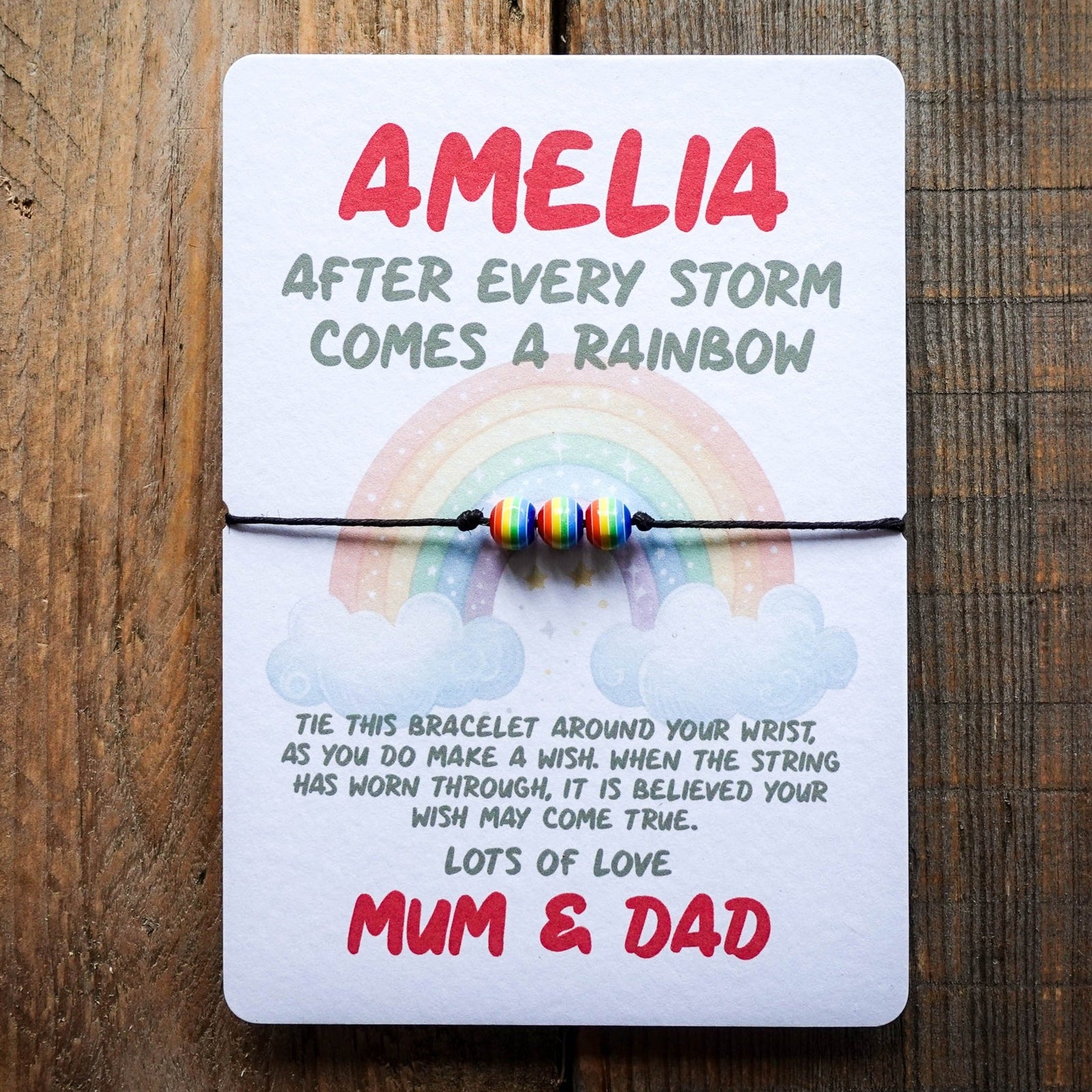 After Every Store Personalised Card and Wish Bracelet 