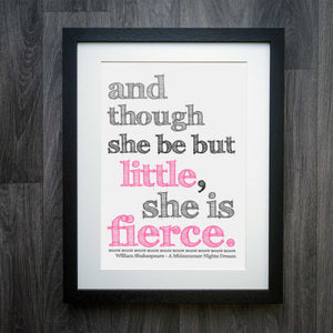 And Though She Be But Little She Is Fierce Print: The Perfect Shakespearean Addition to Your Nursery