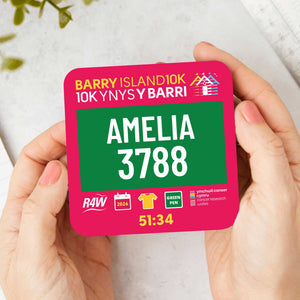 Official Barry Island 10K Personalised Race Bib Coasters