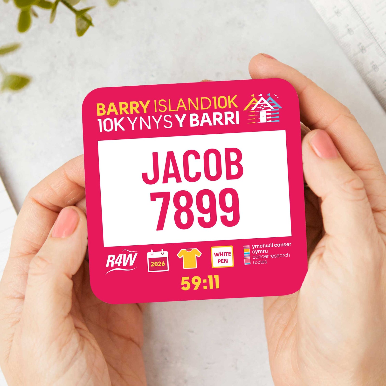 Official Barry Island 10K Personalised Race Bib Coasters
