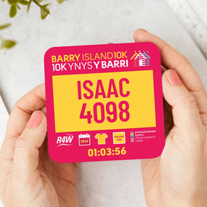 Official Barry Island 10K Personalised Race Bib Coasters