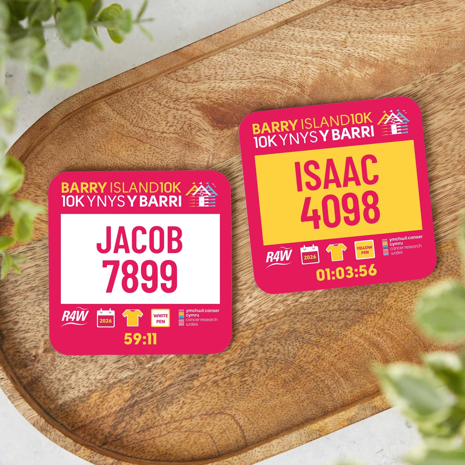 Official Barry Island 10K Personalised Race Bib Coasters