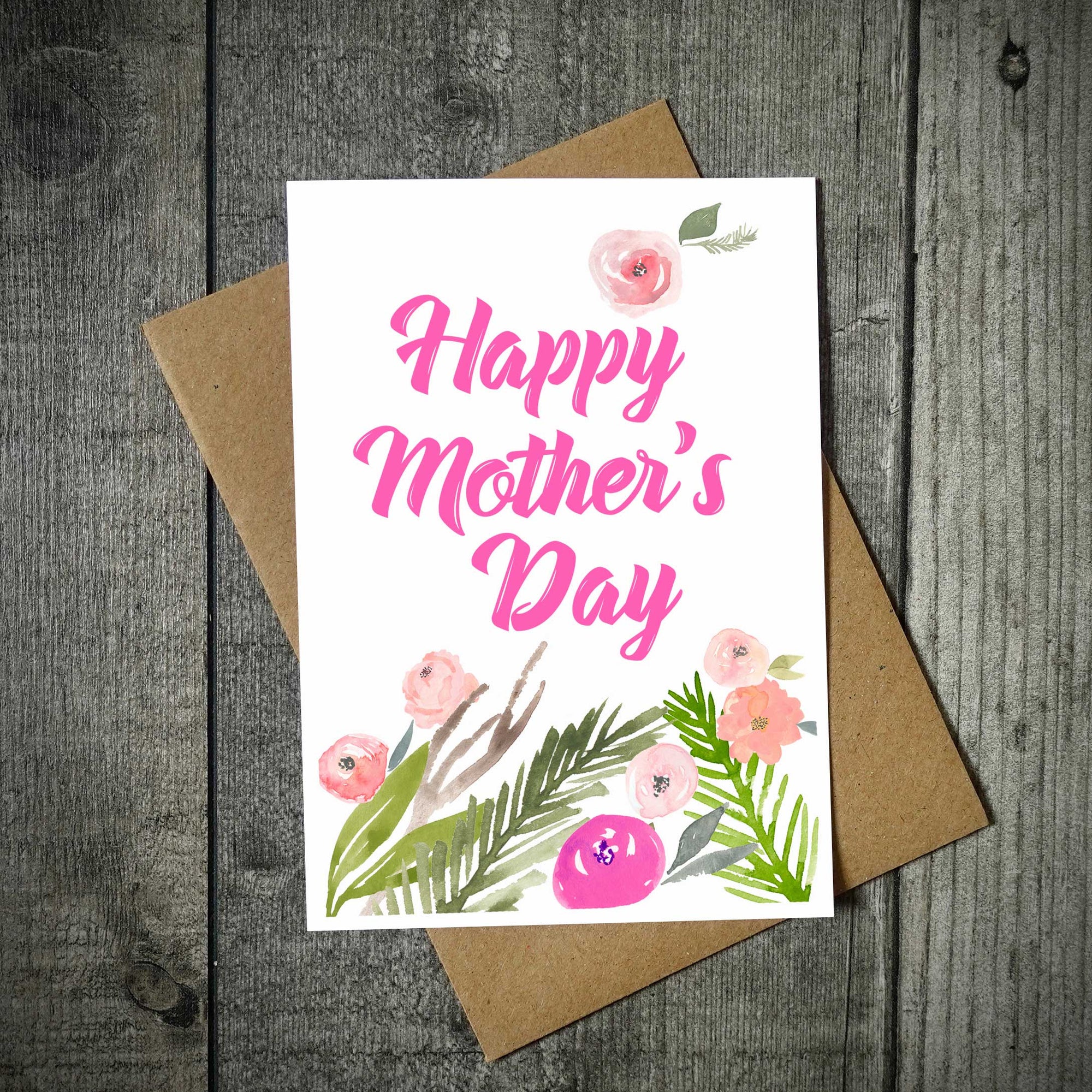 Beautiful Watercolour Flowers Mother's Day Card