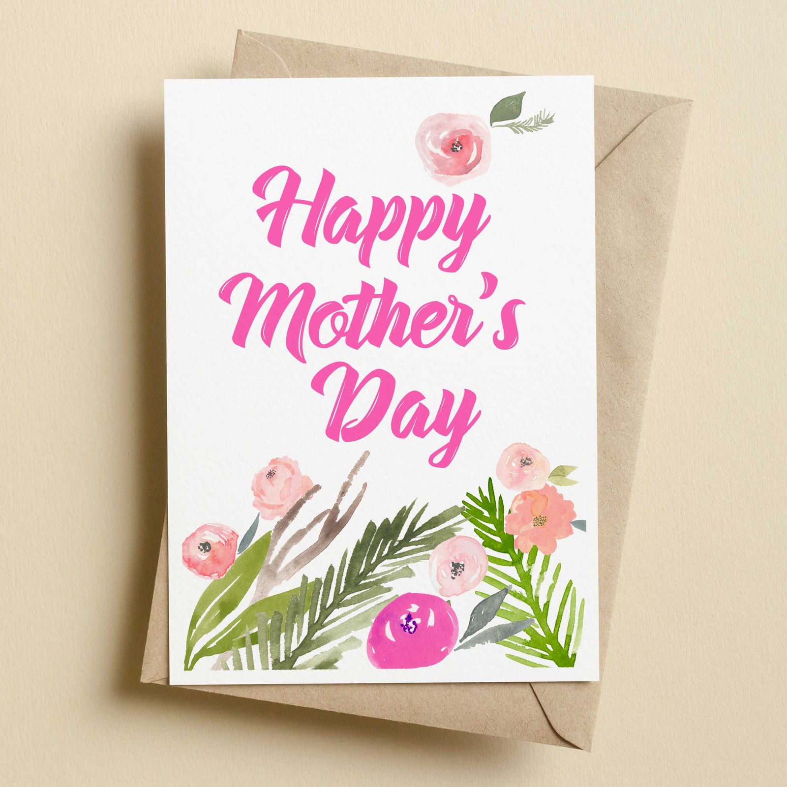 Beautiful Watercolour Flowers Mother's Day Card