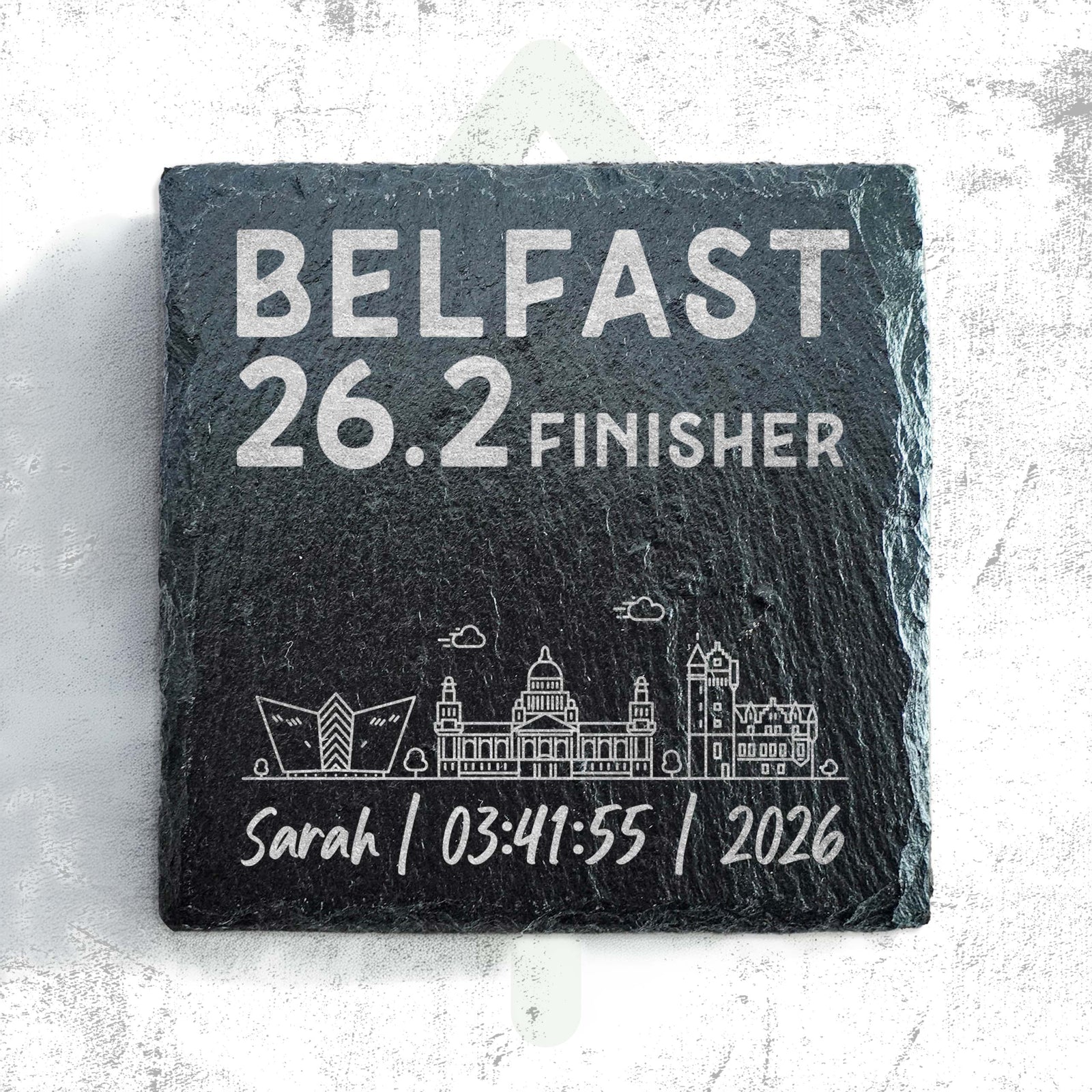 Belfast 26.2 Finisher Skyline Slate Marathon Coaster