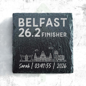 Belfast 26.2 Finisher Skyline Slate Marathon Coaster