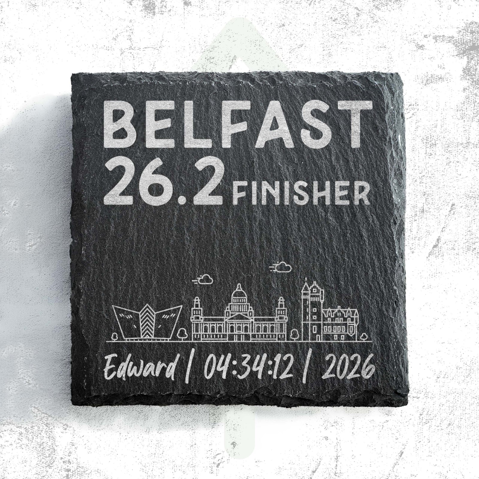 Belfast 26.2 Finisher Skyline Slate Marathon Coaster