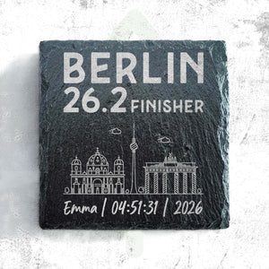 Berlin 26.2 Finisher Skyline Slate Personalised Marathon Coaster