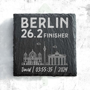 Berlin 26.2 Finisher Skyline Slate Personalised Marathon Coaster