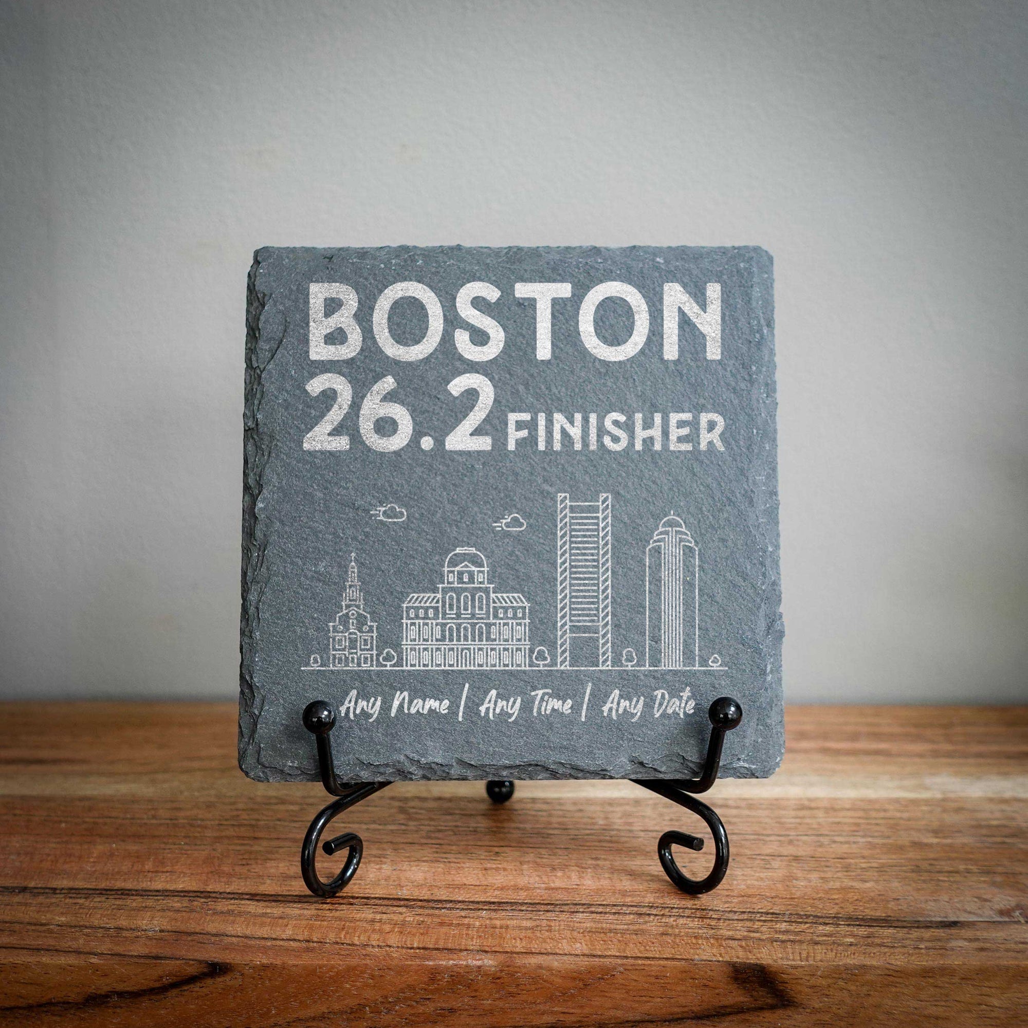 Boston 26.2 Finisher Skyline Slate Marathon Coaster