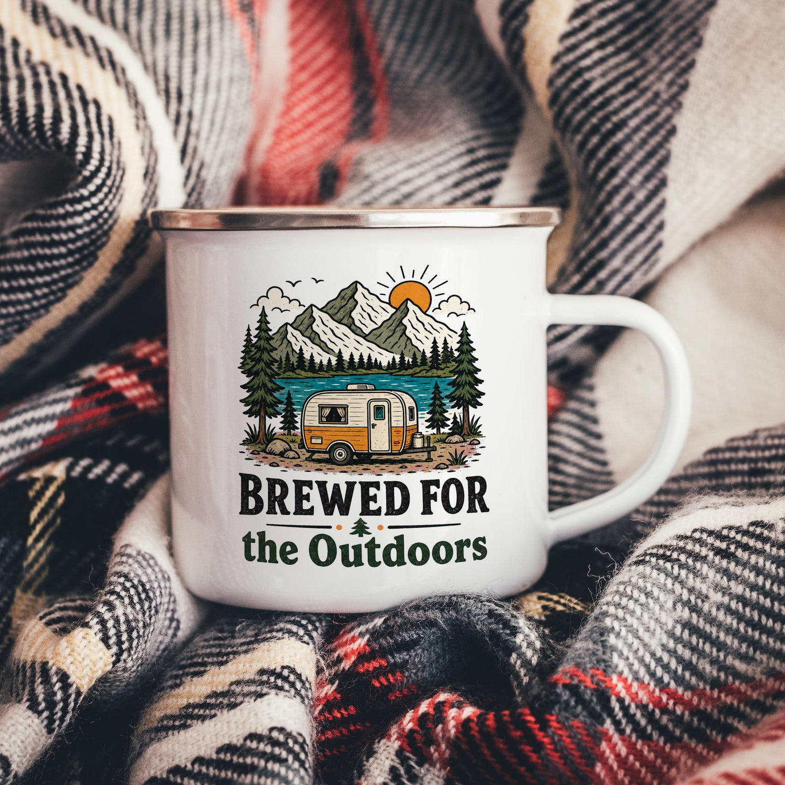 Brewed For The Outdoors Enamel Camping Mug