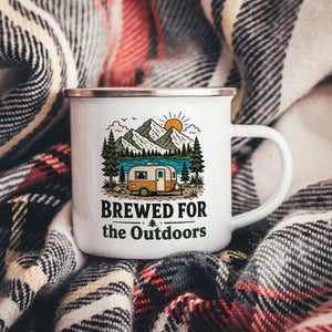 Brewed For The Outdoors Enamel Camping Mug