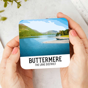 Butermere Bliss The Lake District Coaster: Vintage Style Travel Poster Coaster