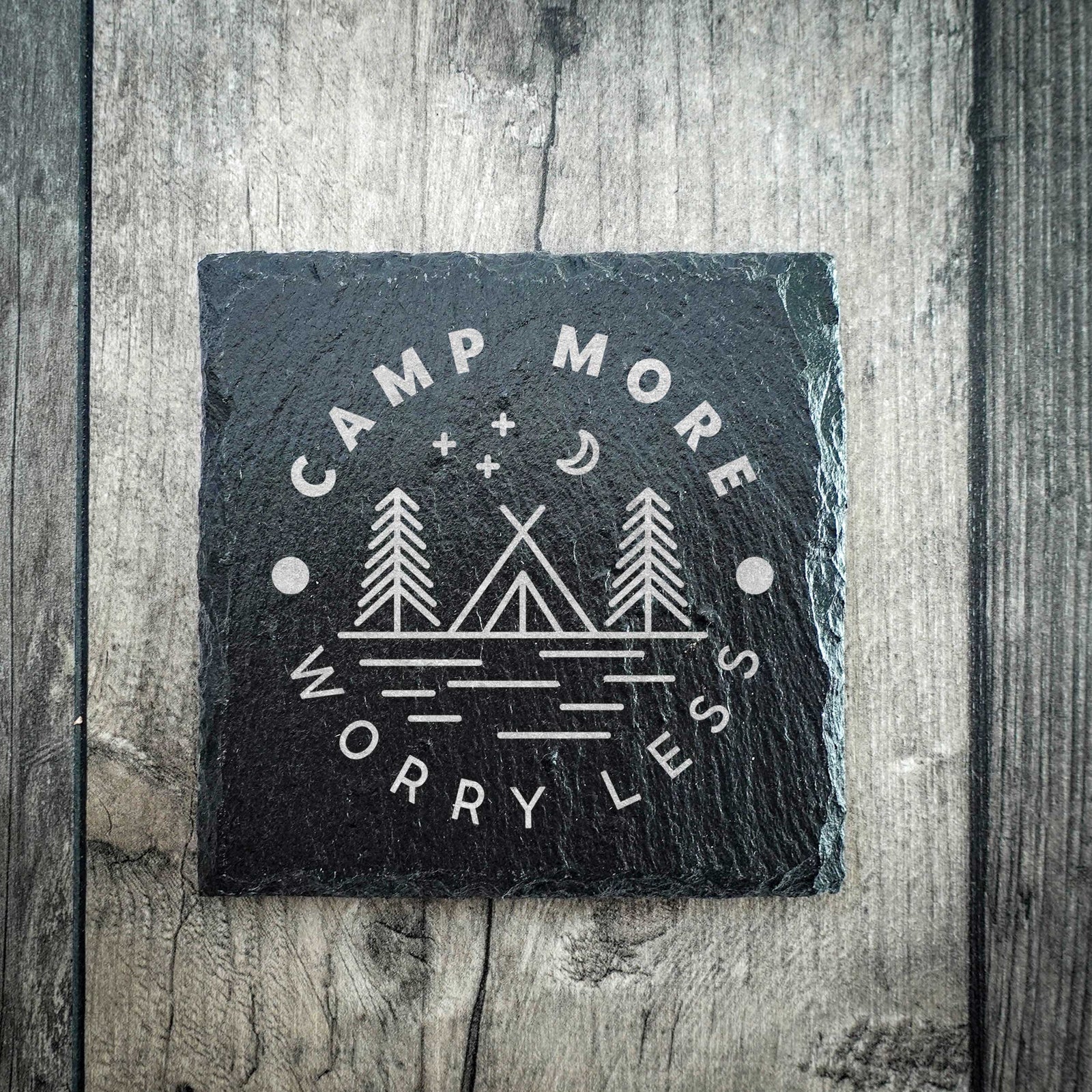 Camp More Worry Less Premium Slate Coaster