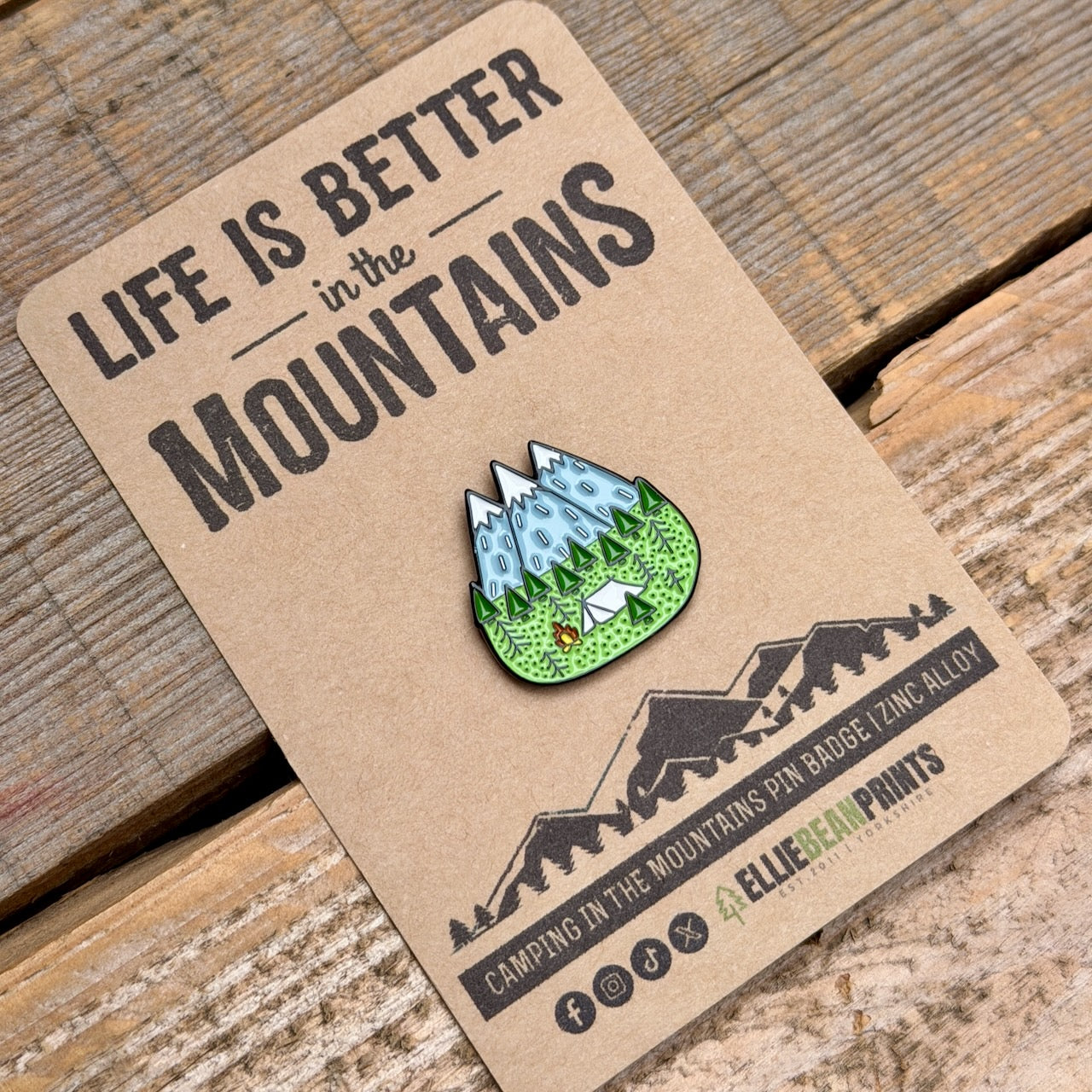 Camping In The Mountains Enamel Pin Badge