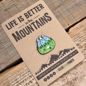 Camping In The Mountains Enamel Pin Badge