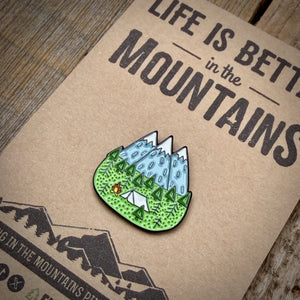 Camping In The Mountains Enamel Pin Badge