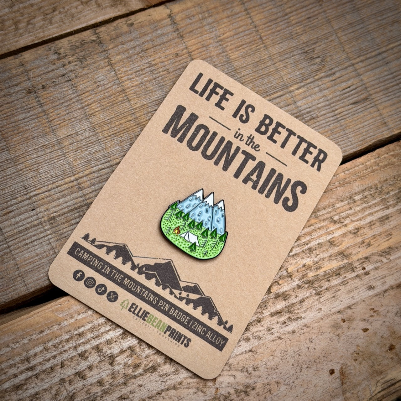 Camping In The Mountains Enamel Pin Badge