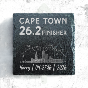 Cape Town 26.2 Finisher Skyline Slate Personalised Marathon Coaster