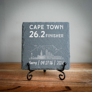 Cape Town 26.2 Finisher Skyline Slate Personalised Marathon Coaster
