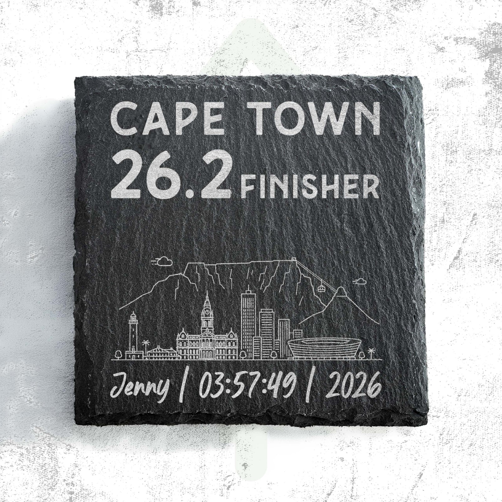 Cape Town 26.2 Finisher Skyline Slate Personalised Marathon Coaster