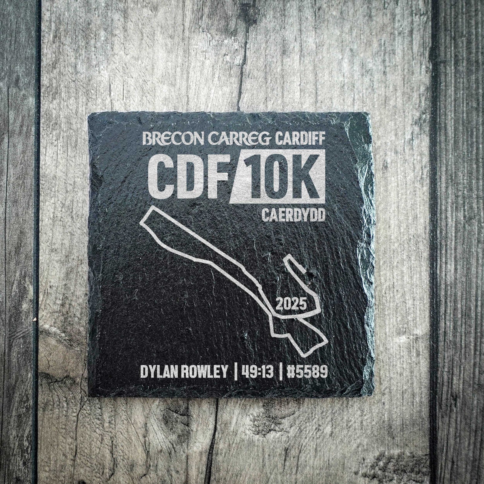 Official Cardiff 10K Personalised Slate Running Coaster