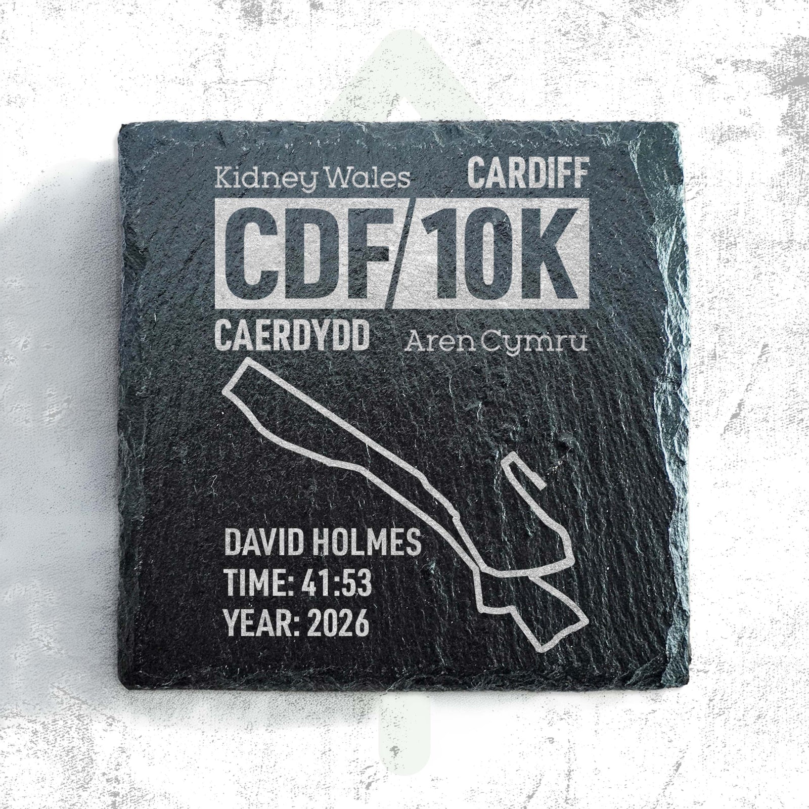 Official Cardiff 10K Personalised Slate Running Coaster