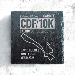 Official Cardiff 10K Personalised Slate Running Coaster