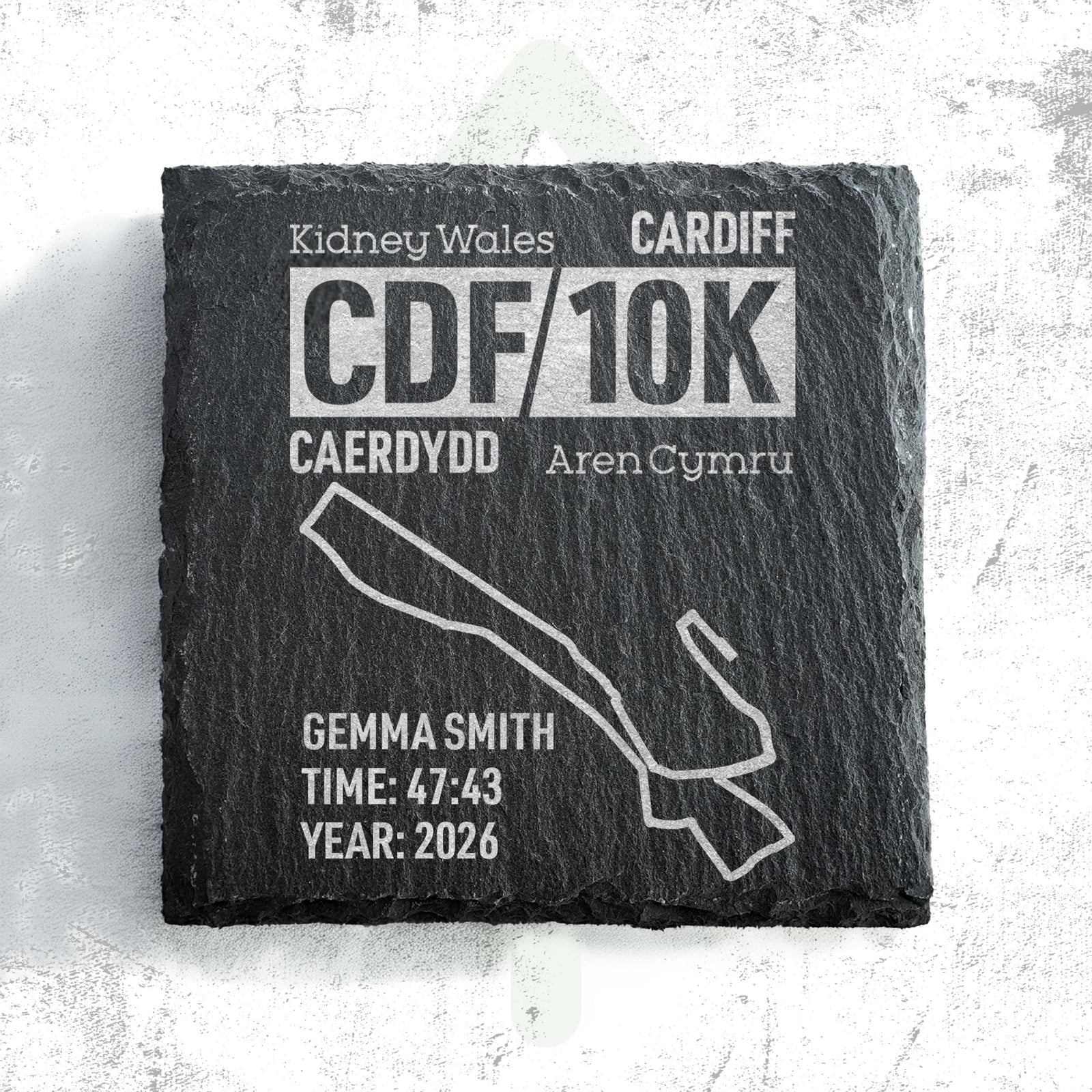 Official Cardiff 10K Personalised Slate Running Coaster