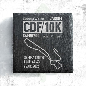 Official Cardiff 10K Personalised Slate Running Coaster