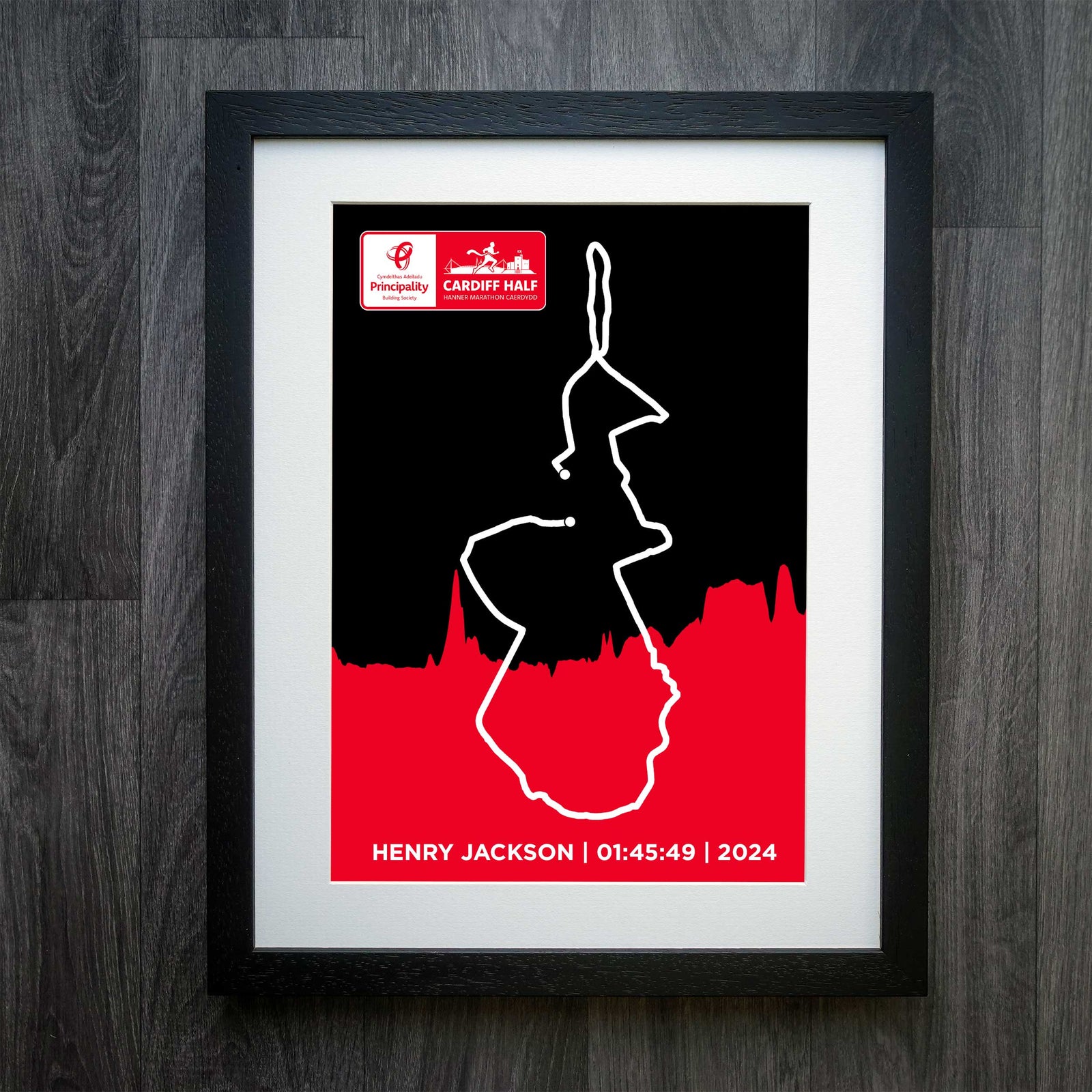 Official Personalised Principality Cardiff Half Marathon Route Print 2024
